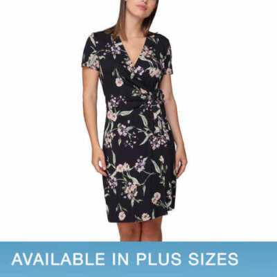 nicole miller ladies faux wrap dress Ladies' Stretch Knit Fabric I C22 arrival0903