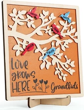 Personalized Wooden Family Tree Decor for Grandparents - Custom Gifts