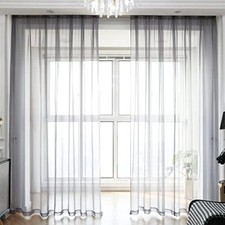 Window Gray Sheer Curtains 84 Inches Long 2 Panels 52"W x 84"L 2 pcs Grey