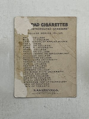 Montana 1910 Murad Cigarettes College Series T51 Mini Tobacco Trading Card