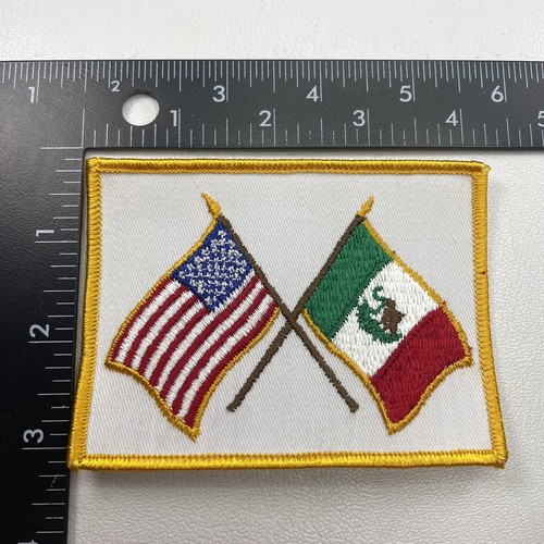 Vintage Crossed-Flags USA & MEXICO Patch (Mexican American Flags) 00PY