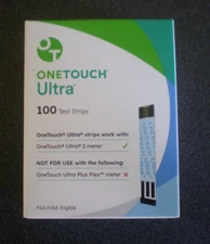 One Touch Ultra Blood Glucose Test Strips 1 Box 100 Count EXPIRES 06/30/26