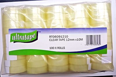 Ultratape 100 klein 12mm x 10m transparent Sellotape Verpackungsband Rollen leicht reißen 