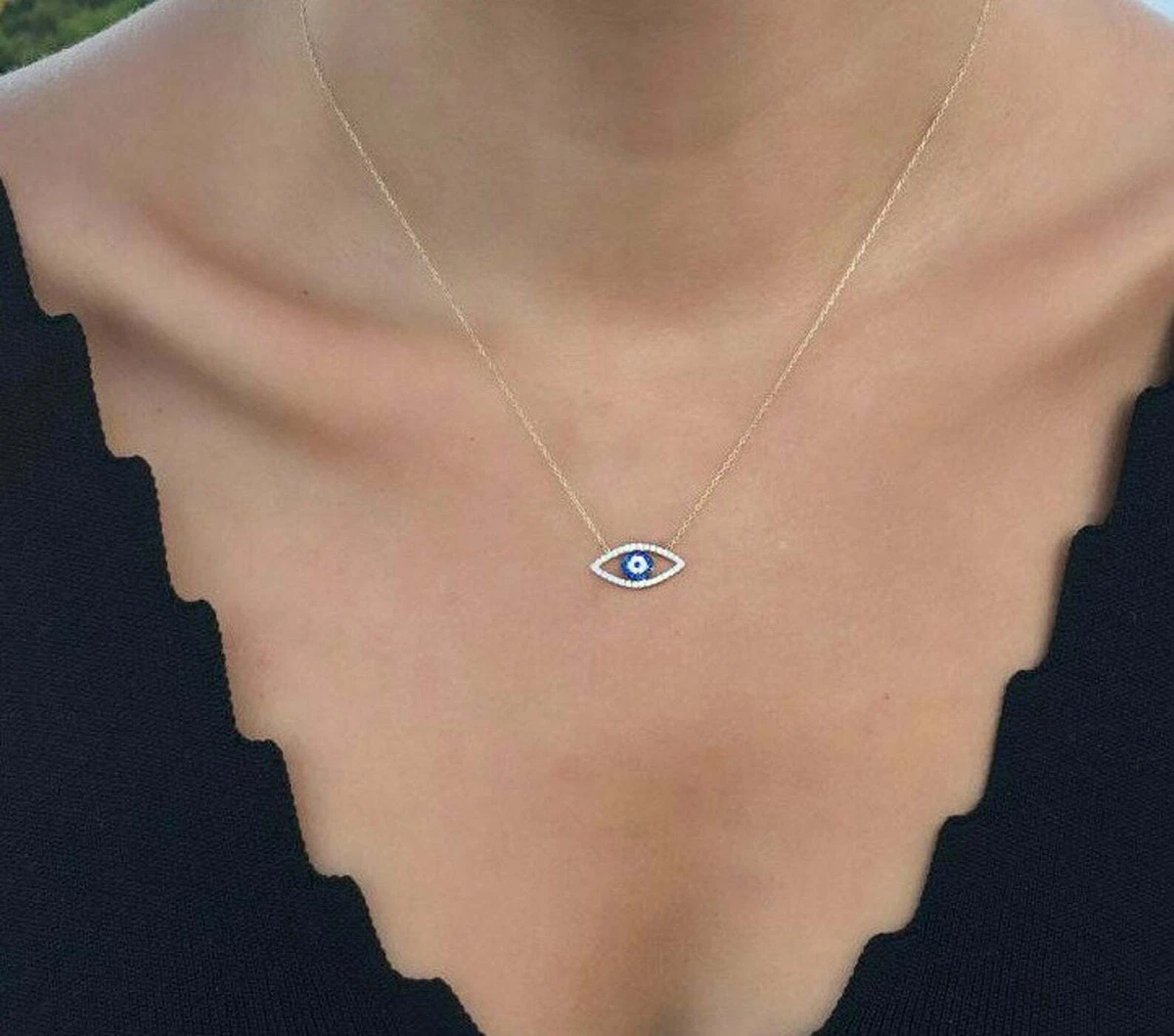 Solid gold hotsell evil eye necklace