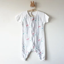 Nest Designs Bamboo Muslin Strawberry Floral Print Sleep Sack White Sz S 6-18m