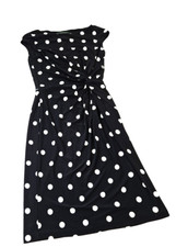 Lauren Ralph Lauren Dress Women 6 Black White Polka Dot Mock Wrap Career LBD