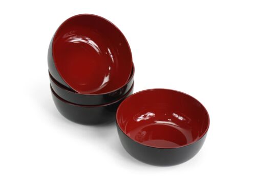 Cuenco de comida japonés grande de laca, tazón de fideos, negro con interior rojo. 16,8 cm. - Imagen 3 de 3