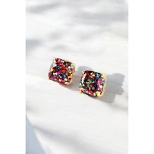 Kate Spade New York Mini Small Square Studs Earrings Rainbow