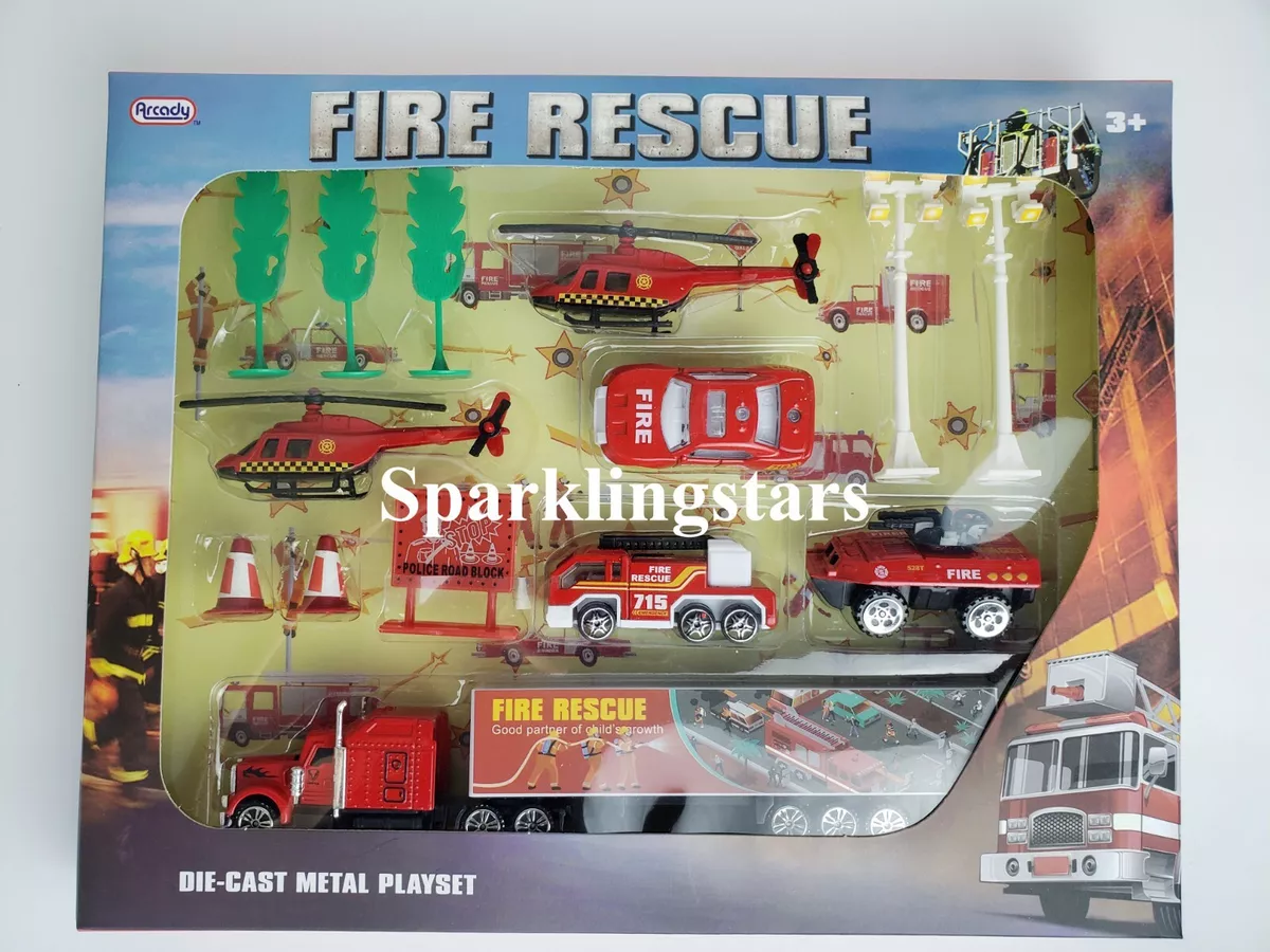 Kids Children Fire Truck Helicopter Toy Set Rescue Toy Set | eBay