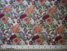 1/4 yard 100 cotton fabric Summer Flowers floral blossoms blooms quilting