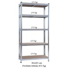 Scaffali 5 Ripiani 90x40 Metallo 875 kg Garage Scaffalatura Industriale Negozio