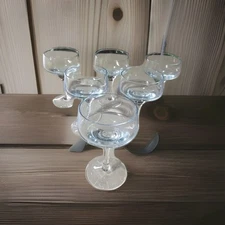  6  Icy Aqua Blue Cocktail barware 4 1/2" VINTAGE  Goblets very Nice PERFECT CON