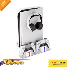 PS5 Wall Mount Kit with Dual Charging RGB Light Modes for Stylish Setup
