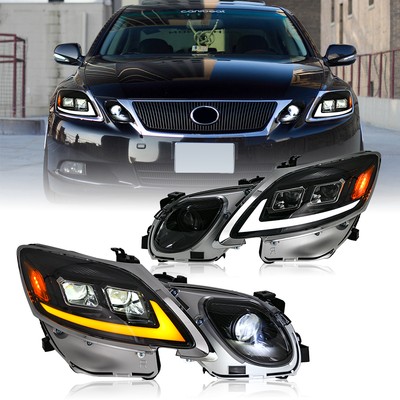 LED Headlight For Lexus GS300 350 430 450h 2006-2011 Front Lamp Sequential Pair