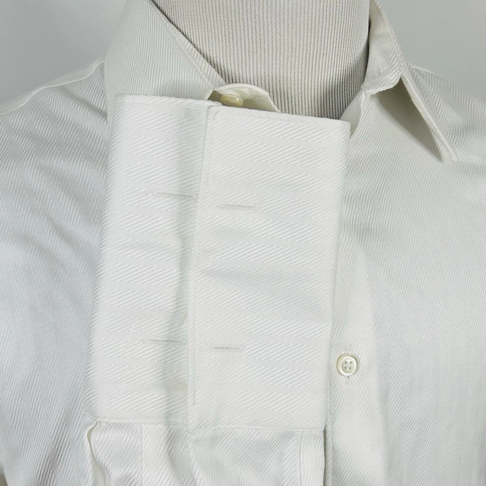 Camisa de vestir Pronto Uomo 15 32/33 sin hierro blanca años 80 2 capas algodón puño francés Foto 4 de 4