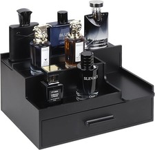 Cologne Organizer for Men 3 Tier Perfume Display Stand Cologne Shelf w/ Drawer