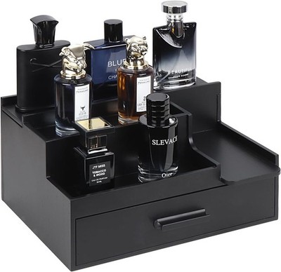 Cologne Organizer for Men 3 Tier Perfume Display Stand Cologne Shelf w/ Drawer
