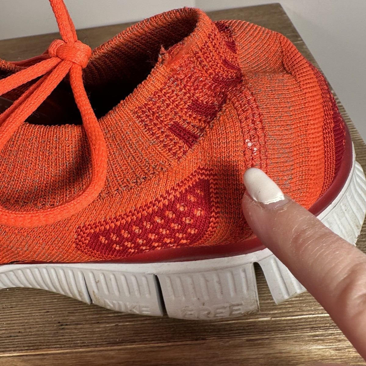 Nike Free Flyknit Bright Crimson Sz 11 Men\'s Running Shoes 615805-616 Red White MEN size 9 Free Flyknitt Bright Crimson | Mercari main image 2