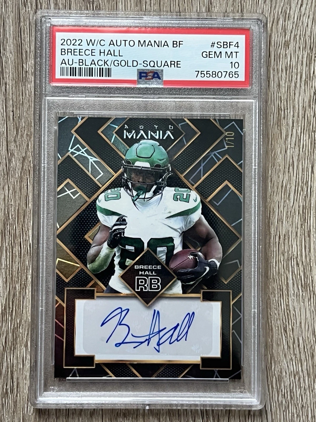 Breece Hall Wild Card Black Friday Auto Mania Autographs #SBF4 Black on Gold-Square