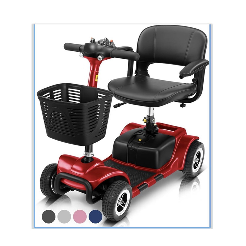 VIVE Go-Go Elite Traveller 4-Wheel Electric Mobility Scooter Red/Black Basket
