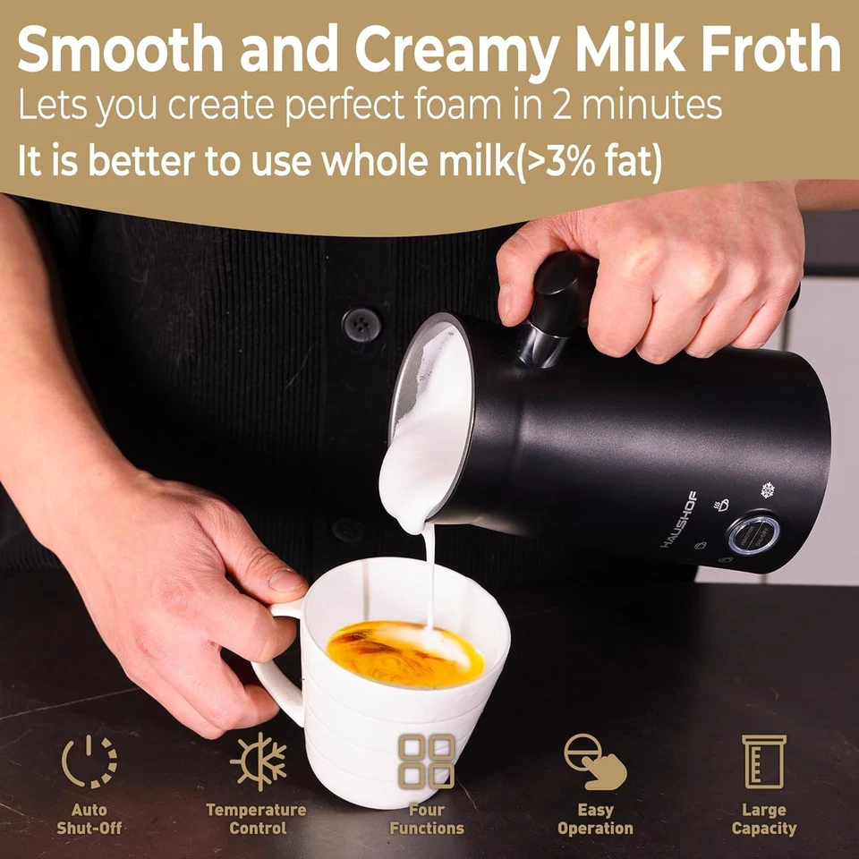 HAUSHOF 4-in-1 Electric Milk Frother Steamers Large Capacity Automatic Warm Cold - Image 2 of 4
