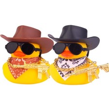 CoFuBcad 2PS Car Rubber Duck Dashboard Decoration, Yellow Black Brown