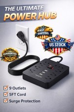 9 Outlet Power Strip Surge Protector 5ft Cord with 3 USB for Home Office