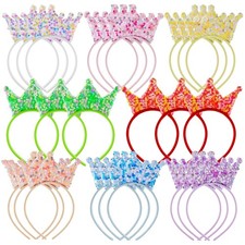 Jenaai 24 Packs Princess Crowns Headband Glitter Headbands Crown Party Favors...