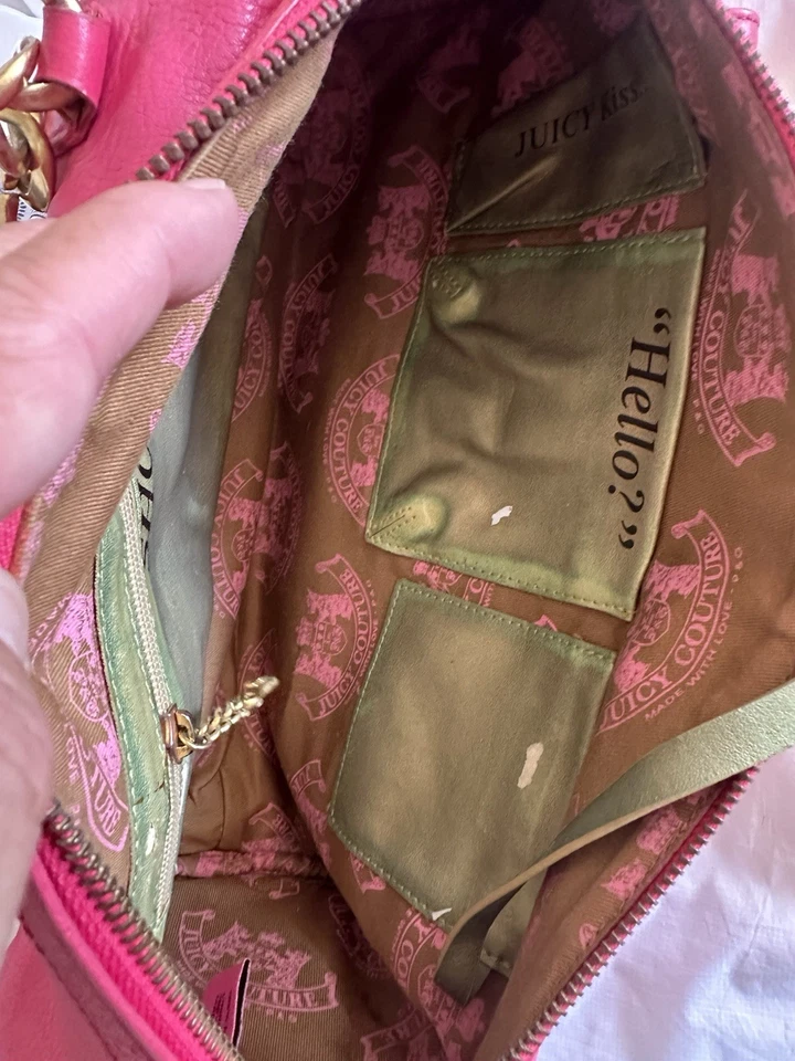 Raro Bolso de Barril de Colección Juicy Couture Cuero Rosa Caliente Logo Auténtico Y2k Foto 2 de 4
