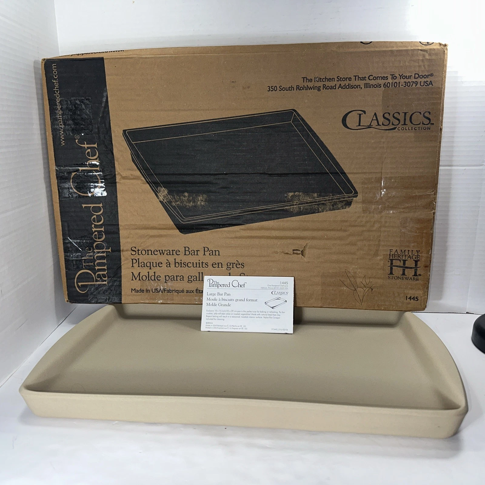 Pampered Chef Large Stone Bar Pan 11x16 Cookie Sheet 1445