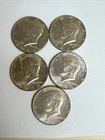 Lot of 5 Kennedy Half Dollars 1965–1969 40% Silver Circulated $2.50 FV