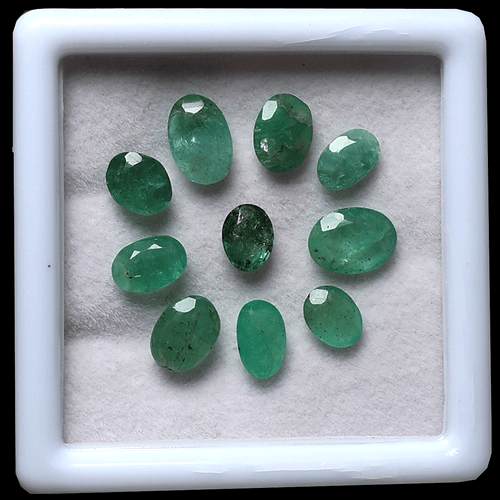 Lote de 10 piedras preciosas de corte facetado ovalado de 6 mm-8 mm esmeralda natural sin tratar de Zambia - Imagen 6 de 12