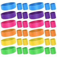 36Pcs 80s Neon Sweatband Set, Includes 24 Sports Headbands and 48 Sweat