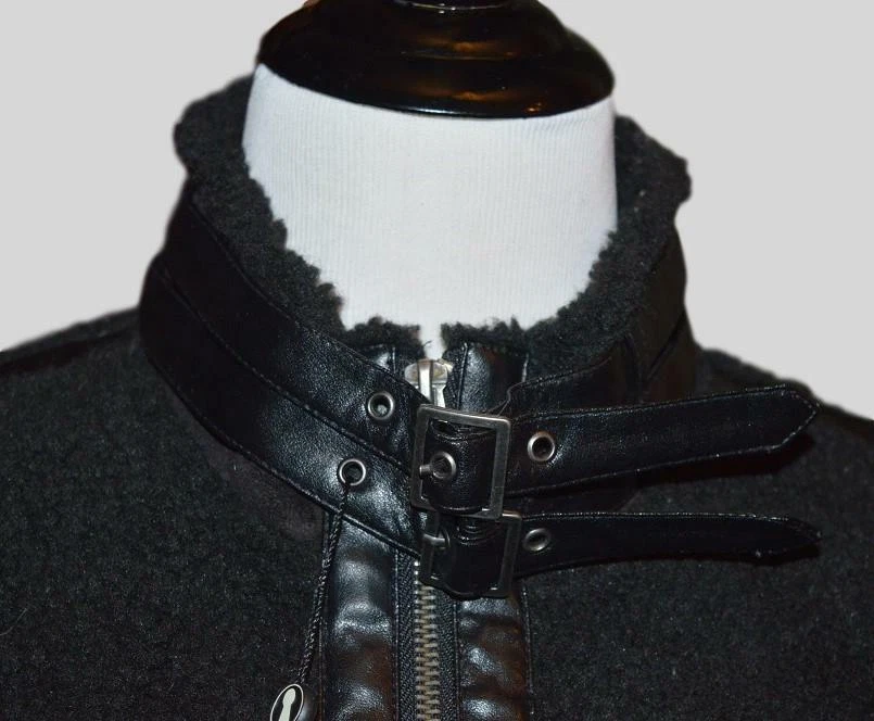 NWT MEMBERS ONLY FAUX SHEARLING & FAUX LEATHER COMBO ZIP FRONT JACKET M $128 - Image 3 of 4