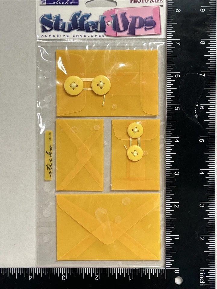 Lote de 4 Sobres Adhesivos Sticko Rellenos Bebé Rosa Rojo Dorado y Amarillo Foto 4 de 4