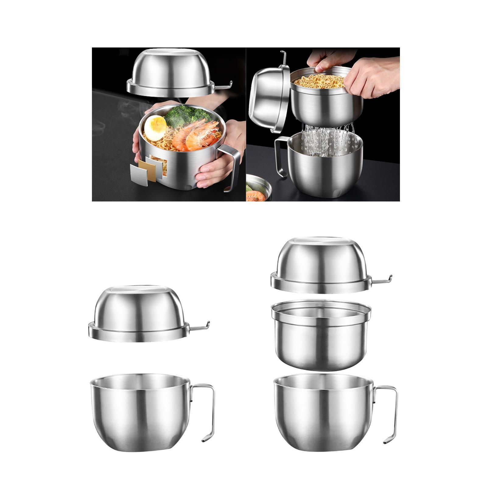 Ramen Schüssel mit Deckel, Futternapf, Bequemer Griff, Tragbare Nudeltasse,