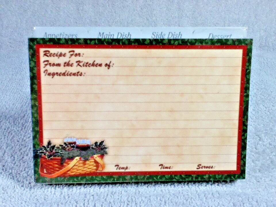 LONGABERGER  RETIRED  4 X 6  "2004 Holiday Gathering Basket  Recipe Card  Set 50