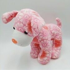 Toys R Us Dog Puppy Pink White Daisies Floral Plush Stuffed Animal 2013