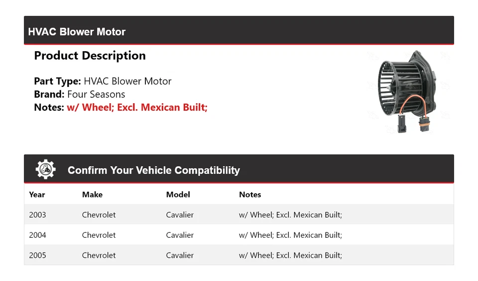 Motor de soprador HVAC Chevrolet Cavalier 2003-2005 4 estações 2004 - Imagem 2 de 4