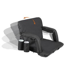 Reclining Stadium Seat Bleacher Chair Black Thick Back- 6 Reclining Positions