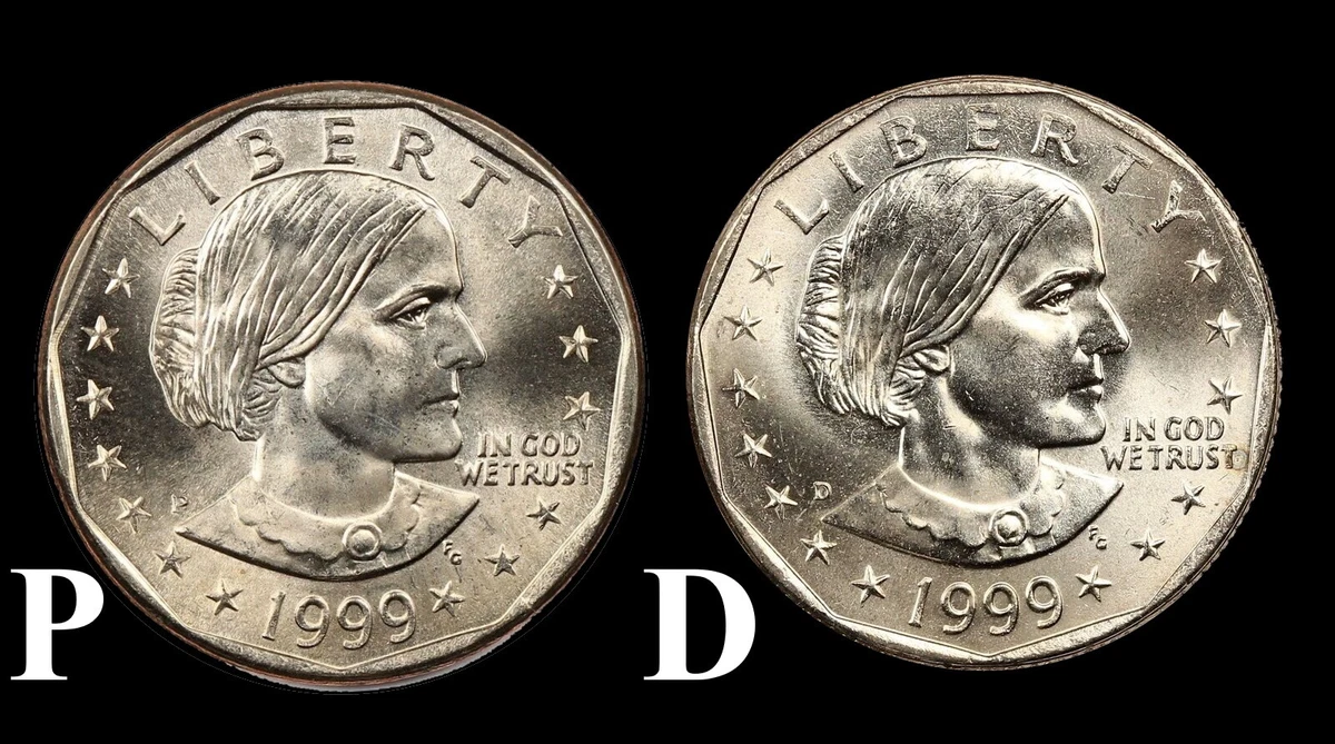 Uncirculated 1999 Susan B Anthony Dollars (1979-1981, 1999) for