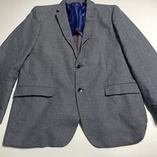 Ben Sherman Tailoring Blue White Blazer Sports Coat 2 Button Sz 44L Mens Cotton