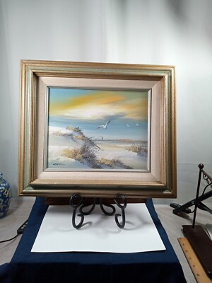 Original Artwork Signed Chanel Beach Scene Canvas 8x10 Framed