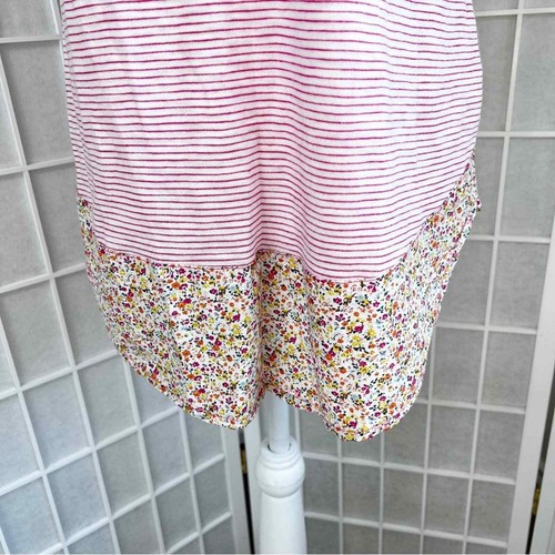 NWT Mododoc Pink White Stripe Multicolor Floral Short Sleeve Top Small - Picture 2 of 10