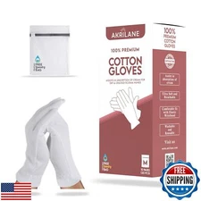 M Medium 10 Pairs 100% Premium Cotton Gloves for Dry Hands | Moisturizing Ove