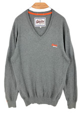 SUPERDRY Men V-Neck Cotton Cashmere Jumper Pullover Sweater Size 2XL