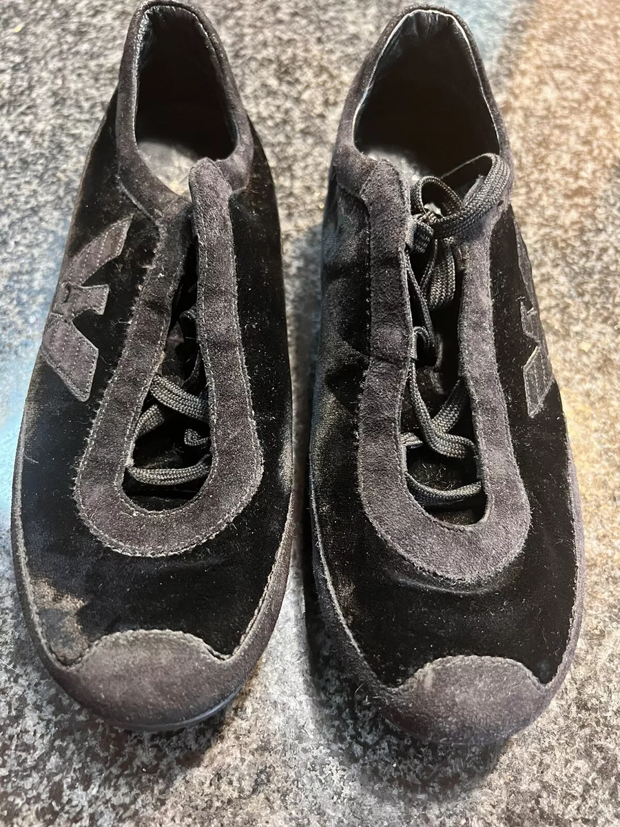 Emporio Armani Black Suede and Velvet Sneakers Sz 38