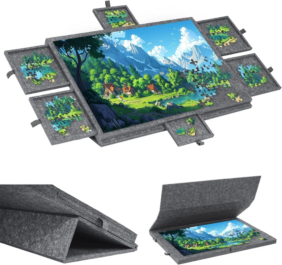 1000 Pieces Portable Jigsaw Puzzle Board with 6 Drawers & Trays Tilting Puzzle - Image 2 of 4