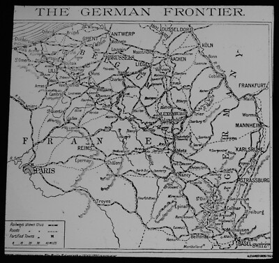 WK1 KARTE ZEIGT BELGISCHE FRANZÖSISCHE UND DEUTSCHE GRENZE Magische Laternenfolie