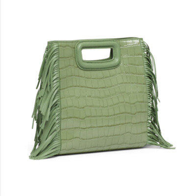 Maje Olive M Clutch Fringe Croc Bag